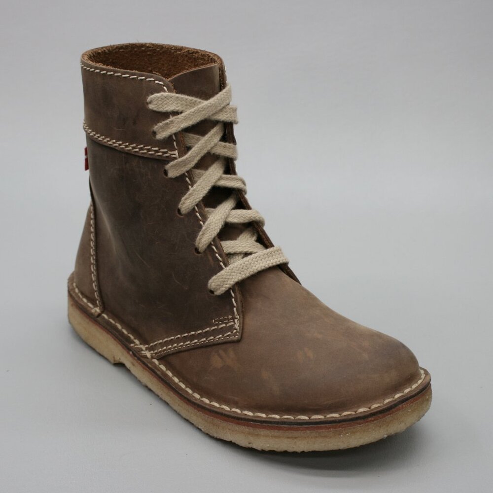Duckfeet 41 Ladies 10/men's 8.5 Faborg Brown Leather Lace-up Ankle Boots Unlined
